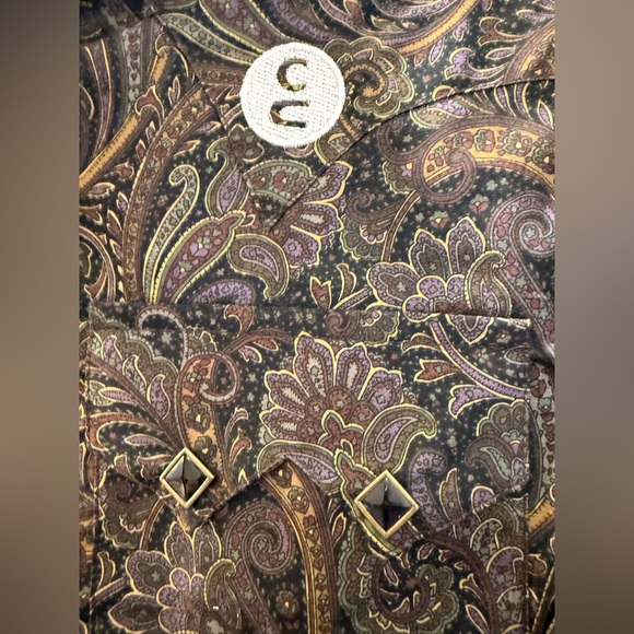 Vintage-Inspired Paisley Button-Down Shirt - Brown/Tan - Picture 5 of 5